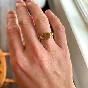 14K Solid Gold Heart Signet Ring
